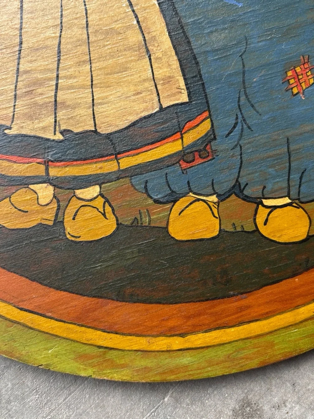 Vintage Hand Painted Dutch Folk Art Wall Plaque Wooden Windmill Cottagecore